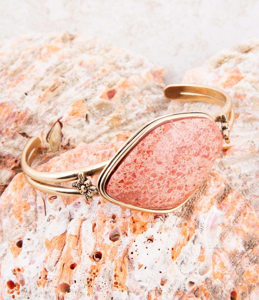 Lucent Orange Sponge Coral Cuff Golden Bracelet - Barse Jewelry - Flyclothing LLC
