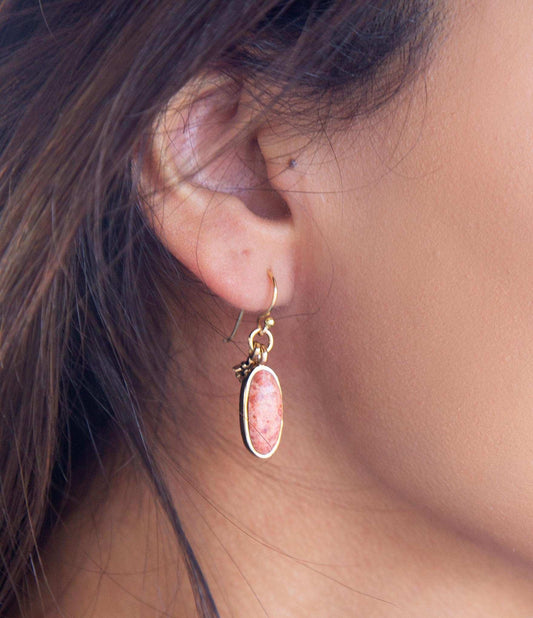 Lucent Orange Sponge Coral Golden Drop Earrings - Barse Jewelry - Flyclothing LLC