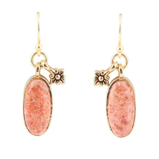 Lucent Orange Sponge Coral Golden Drop Earrings - Barse Jewelry - Flyclothing LLC