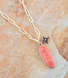 Lucent Orange Sponge Coral Pendant Golden Chain Necklace