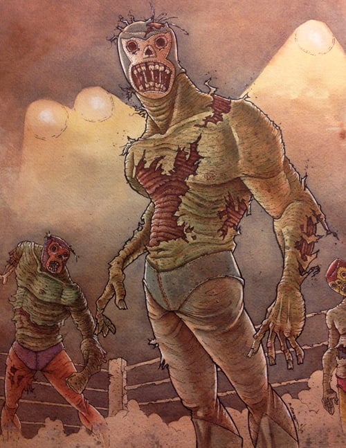 Black Market Art Company Lucha Zombie Print