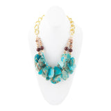Lucia Blue Jasper and Fire Agate Golden Strand Necklace