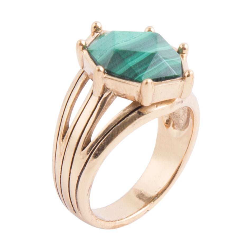 Lucky 7's Green Malachite Golden Ring - Barse Jewelry - Flyclothing LLC