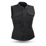 Ludlow Women's Motorcycle Canvas Vest - First Manufacturing Company - Flyclothing LLC