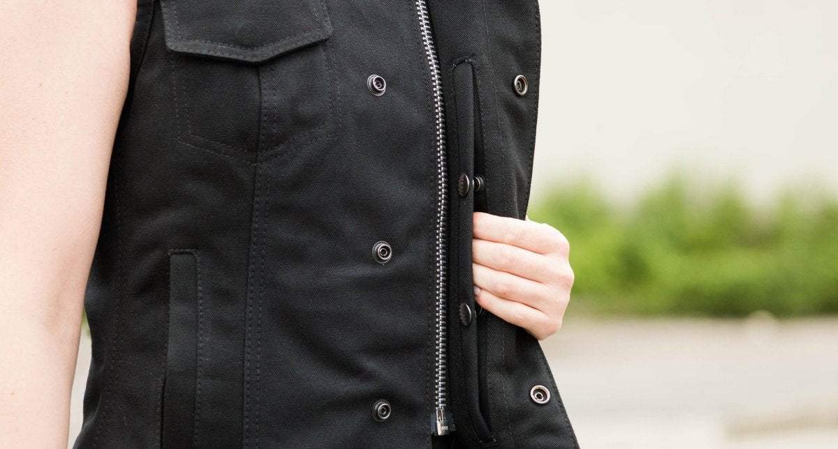 Ludlow Women's Motorcycle Canvas Vest - First Manufacturing Company - Flyclothing LLC