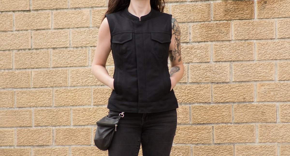 Ludlow Women's Motorcycle Canvas Vest - First Manufacturing Company - Flyclothing LLC