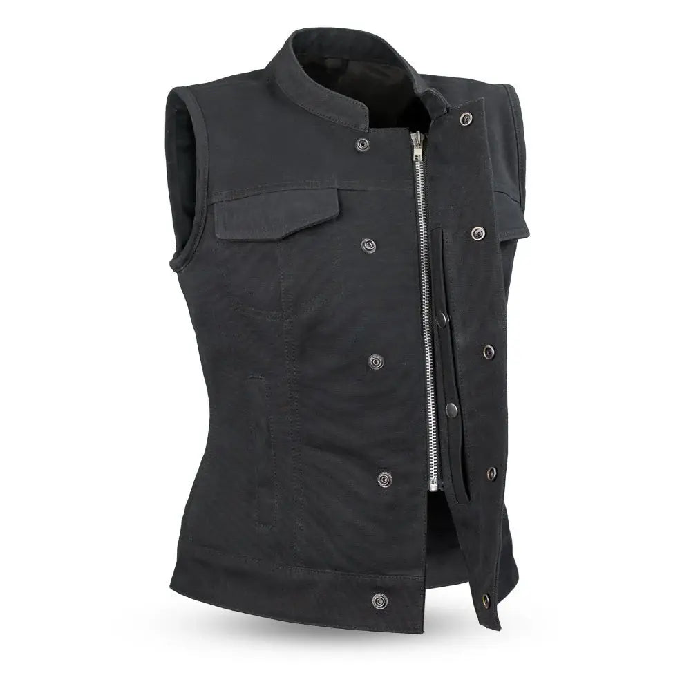 Ludlow Women's Motorcycle Canvas Vest - First Manufacturing Company - Flyclothing LLC