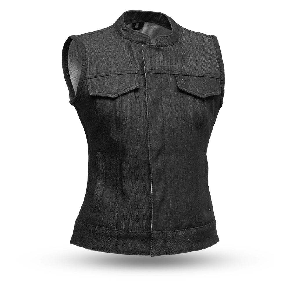 Ludlow Women's Motorcycle Denim Vest - First Manufacturing Company - Flyclothing LLC