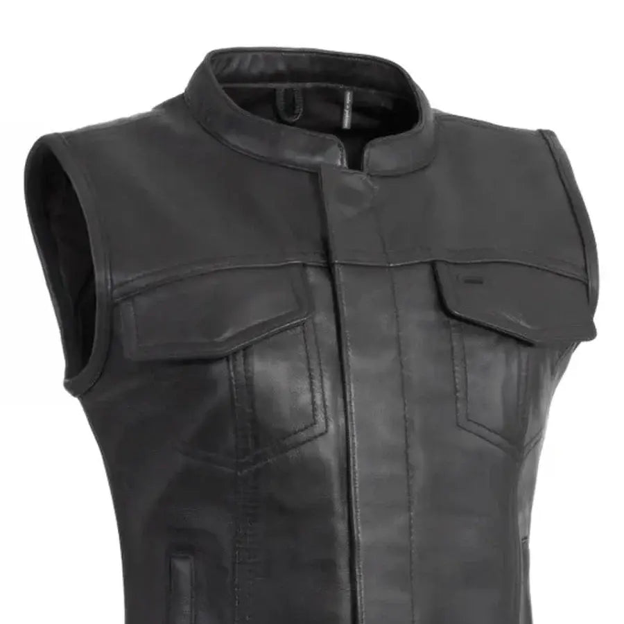 Ludlow Women's Motorcycle Leather Vest - First Manufacturing Company - Flyclothing LLC