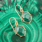 Lukcy 7's Green Malachite and Golden Earrings - Barse Jewelry