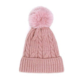 Lurex Accented Solid Cable Knitted Pom Pom Beanie Hat - Madeline Love - Flyclothing LLC