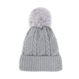 Lurex Accented Solid Cable Knitted Pom Pom Beanie Hat - Madeline Love - Flyclothing LLC