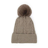 Lurex Accented Solid Cable Knitted Pom Pom Beanie Hat - Madeline Love - Flyclothing LLC