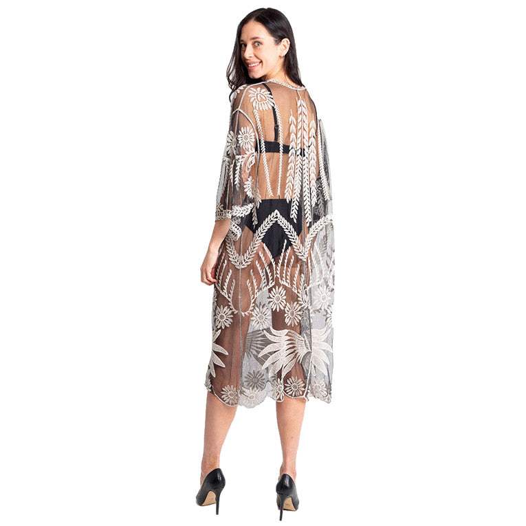 Lux Lace Tie Knot Closure Cover up Kimono Poncho - Madeline Love - Flyclothing LLC
