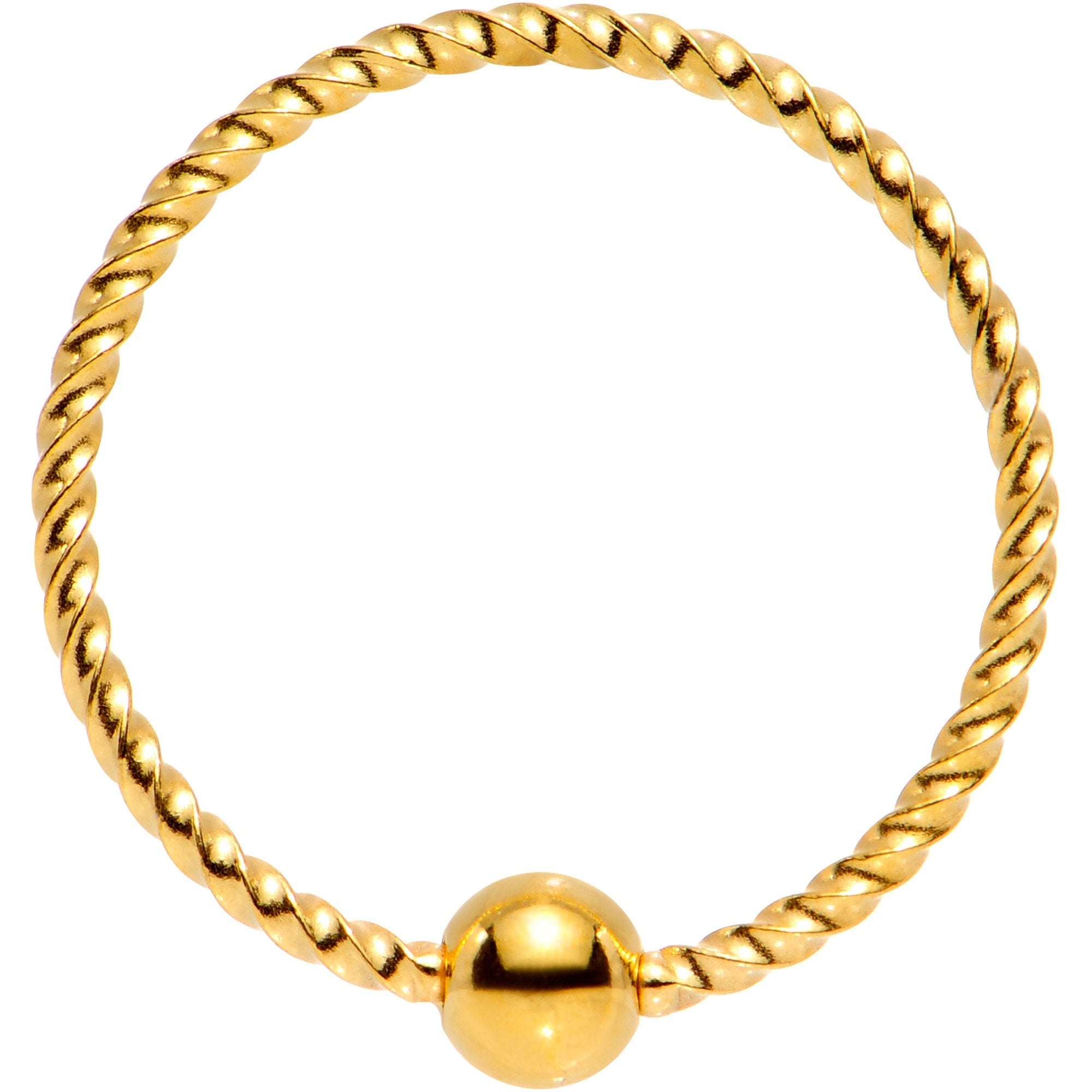 20G 3/8 Gold Tone Anodized So Twisted Captive Style Seamless Ring - BodyCandy - Flyclothing LLC