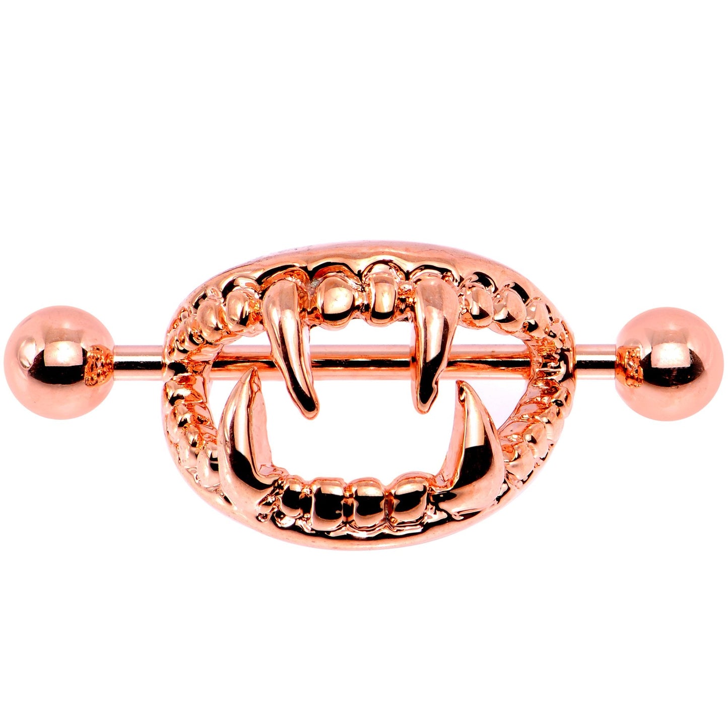 14G 5/8 Rose Gold Tone Fearsome Fangs Nipple Shield Set - BodyCandy - Flyclothing LLC