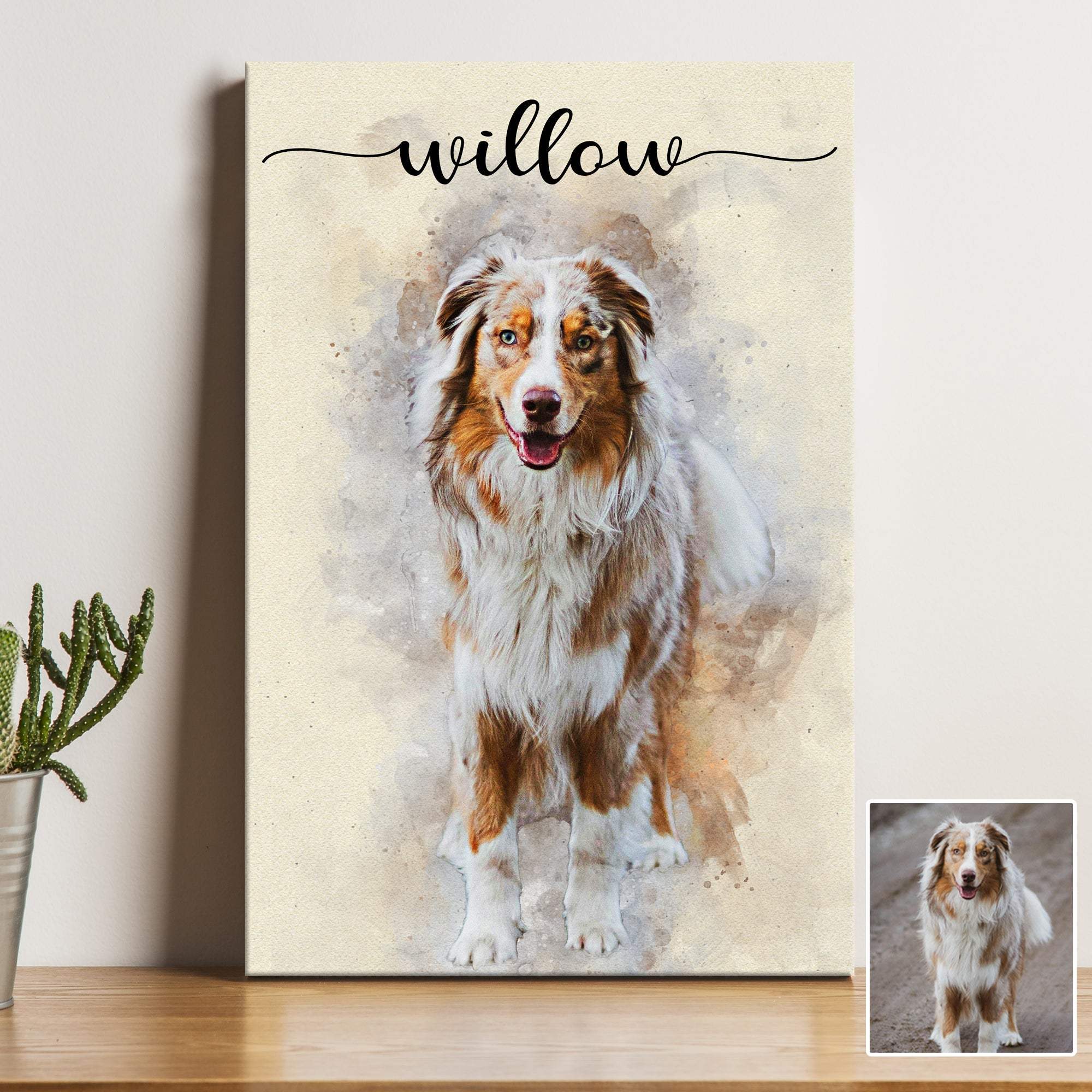 Pet Memorial Watercolor Portrait Sign II - Tailored Canvases - Flyclothing LLC