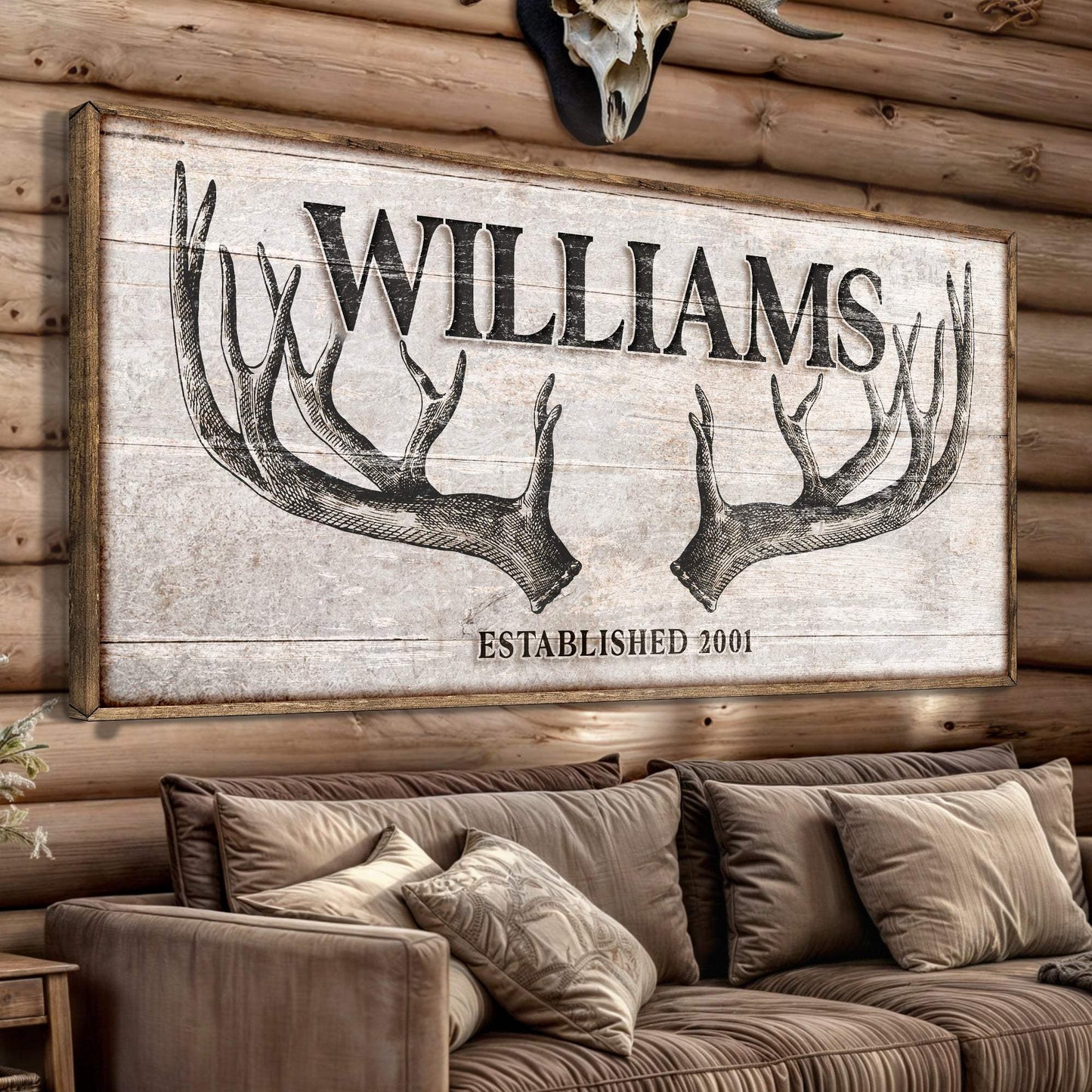 Personalized Family Antler Sign IV - Tailored Canvases - Flyclothing LLC