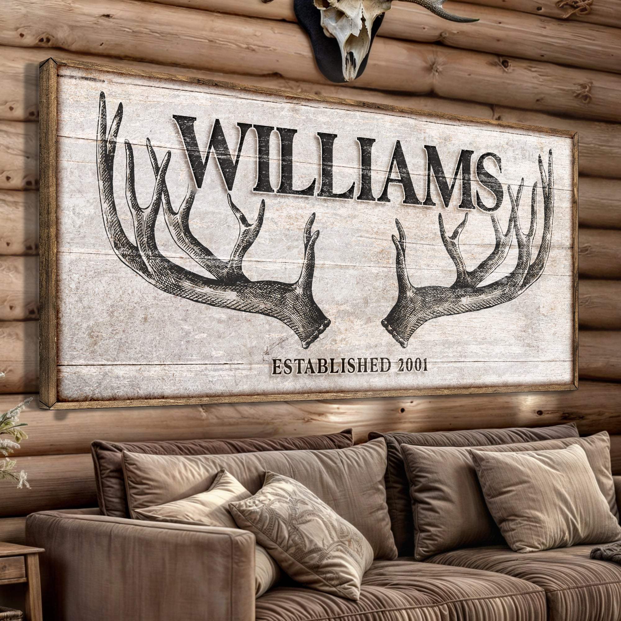 Personalized Family Antler Sign IV - Tailored Canvases - Flyclothing LLC