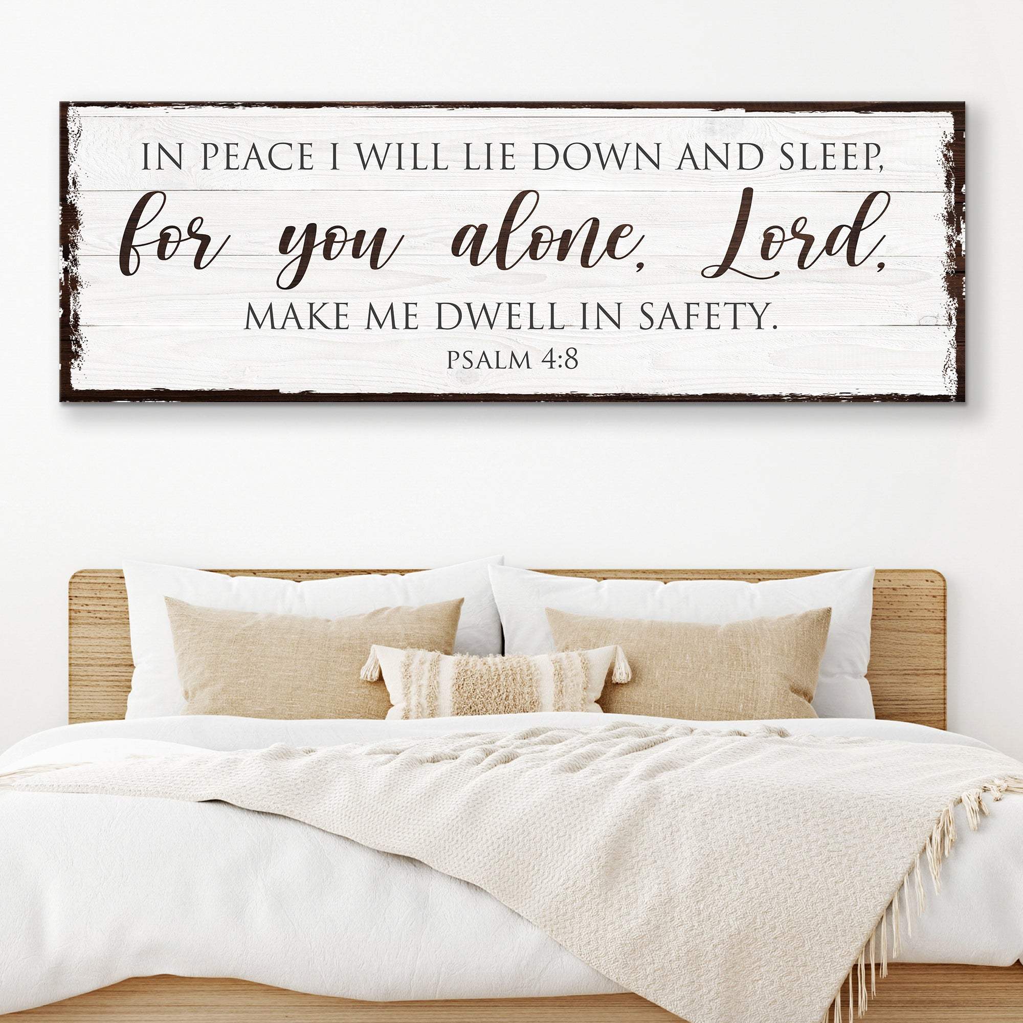 In Peace I Will Lie Down And Sleep For You Alone Lord Psalm 4:8 Faith Sign II - Tailored Canvases - Flyclothing LLC