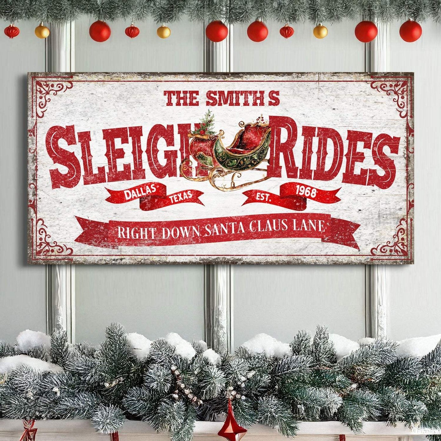 Sleigh Rides Christmas Sign IV - Tailored Canvases - Flyclothing LLC