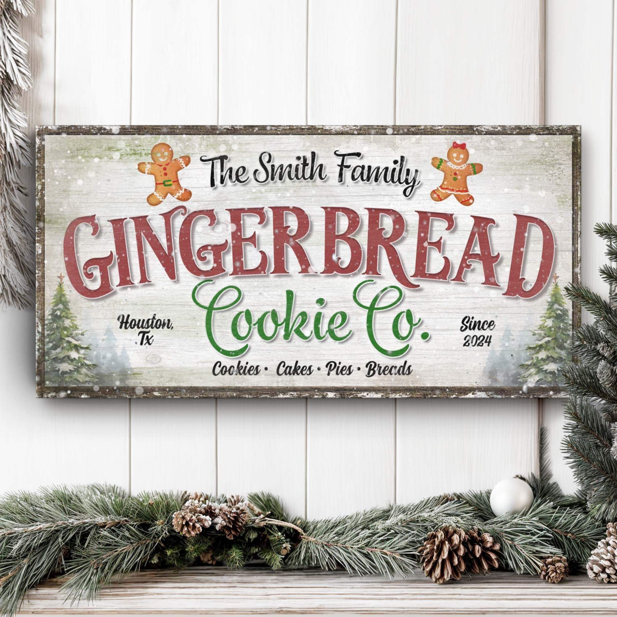 Family Gingerbread Bakery Christmas Sign III - Tailored Canvases - Flyclothing LLC