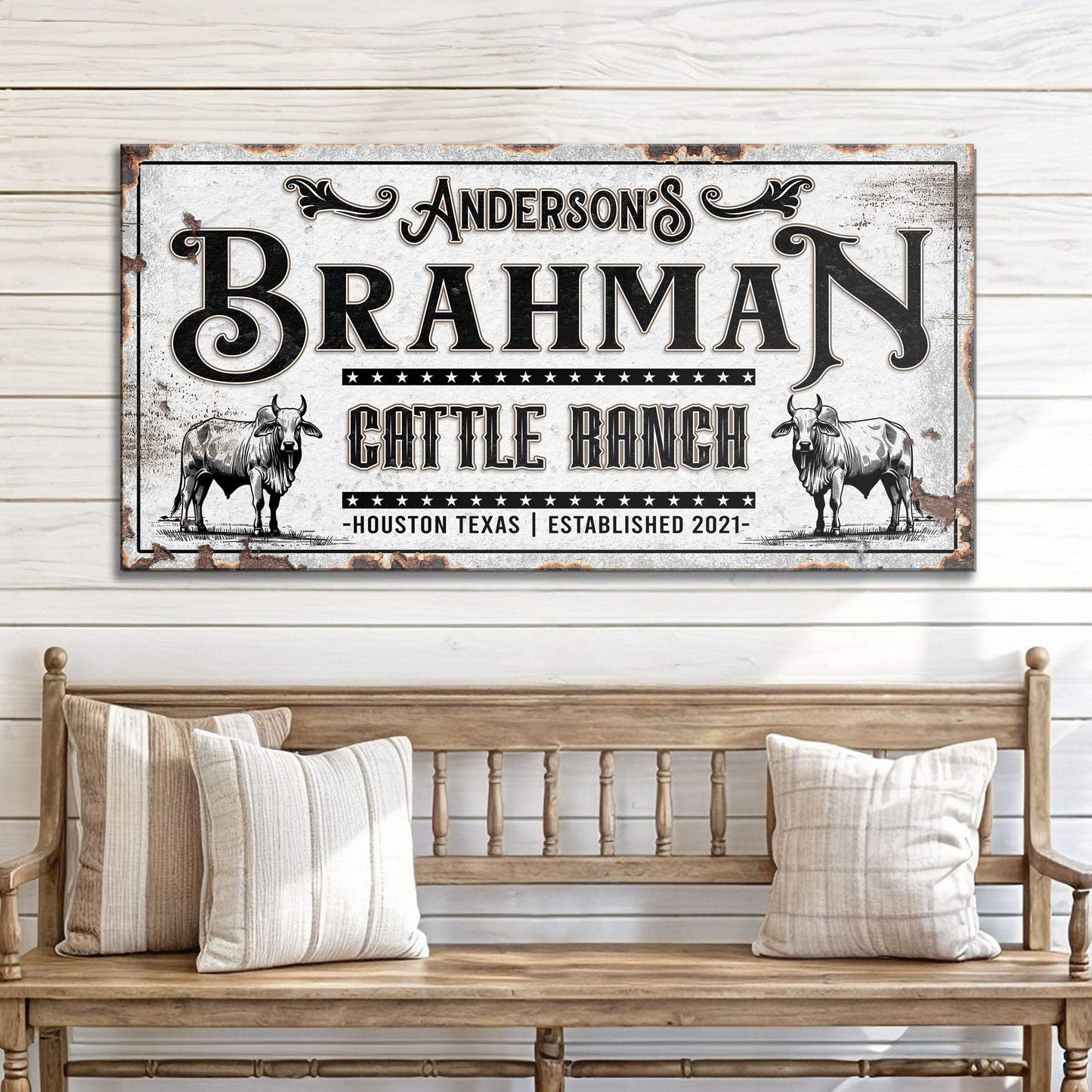 Personalized Brahman Cattle Sign - Tailored Canvases - Flyclothing LLC