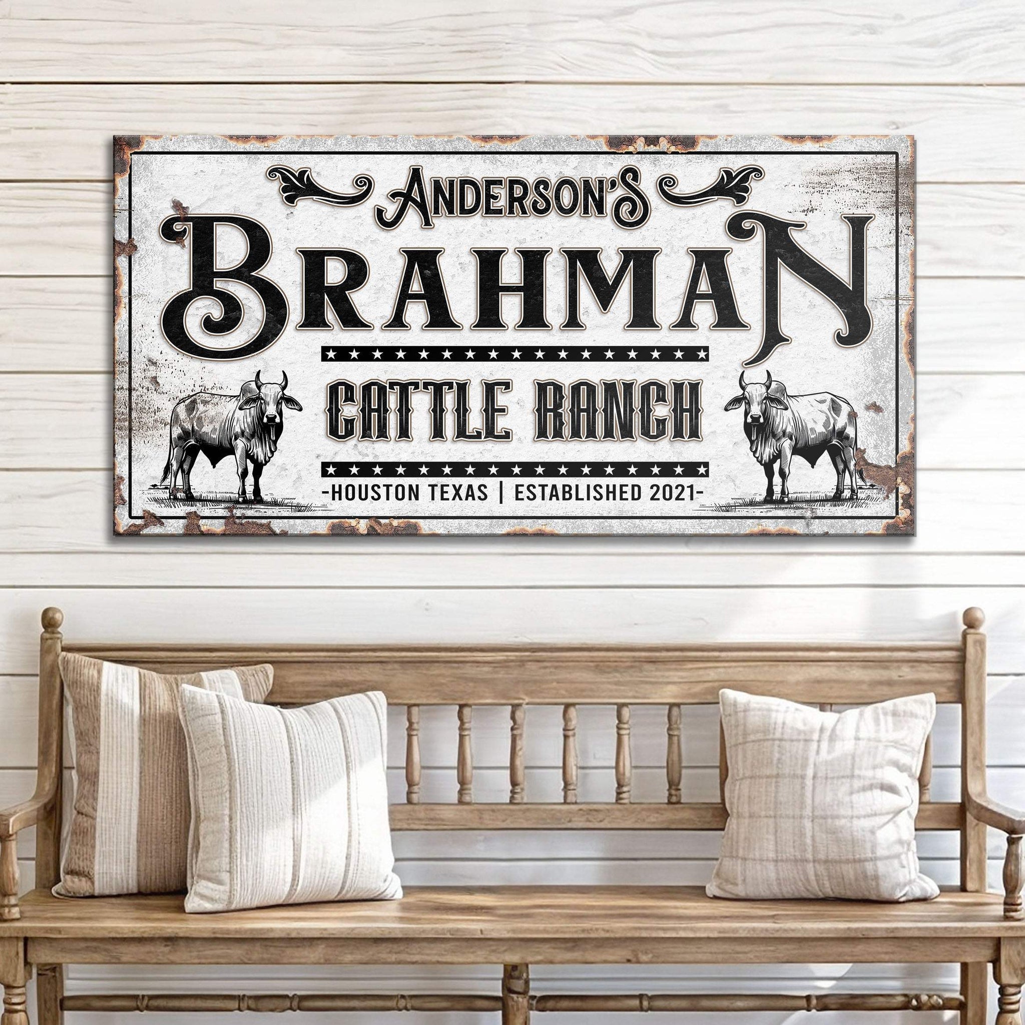 Personalized Brahman Cattle Sign - Tailored Canvases - Flyclothing LLC