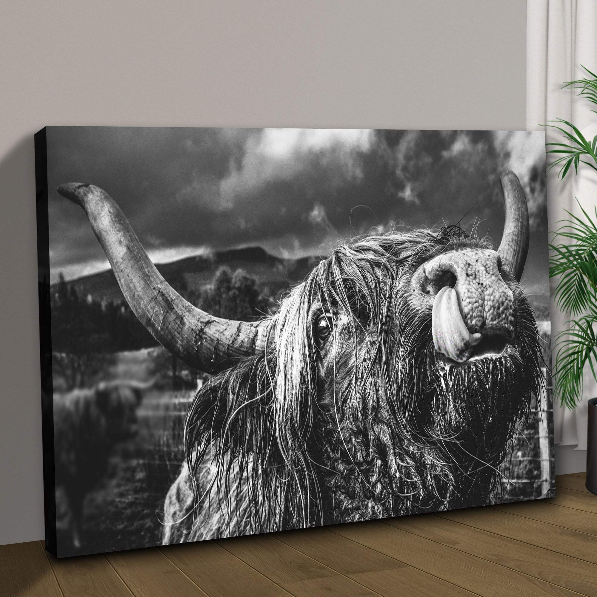 West Highland Cow Monochrome Canvas Wall Art - Tailored Canvases - Flyclothing LLC