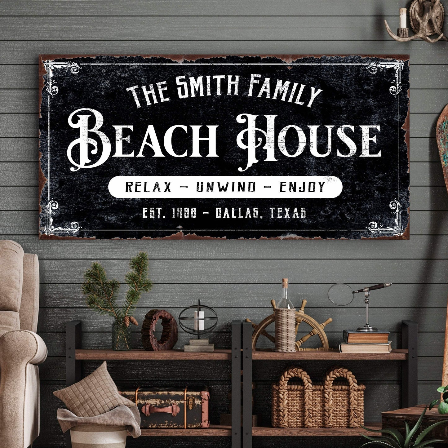 Beach House Personalized Sign III - Tailored Canvases - Flyclothing LLC