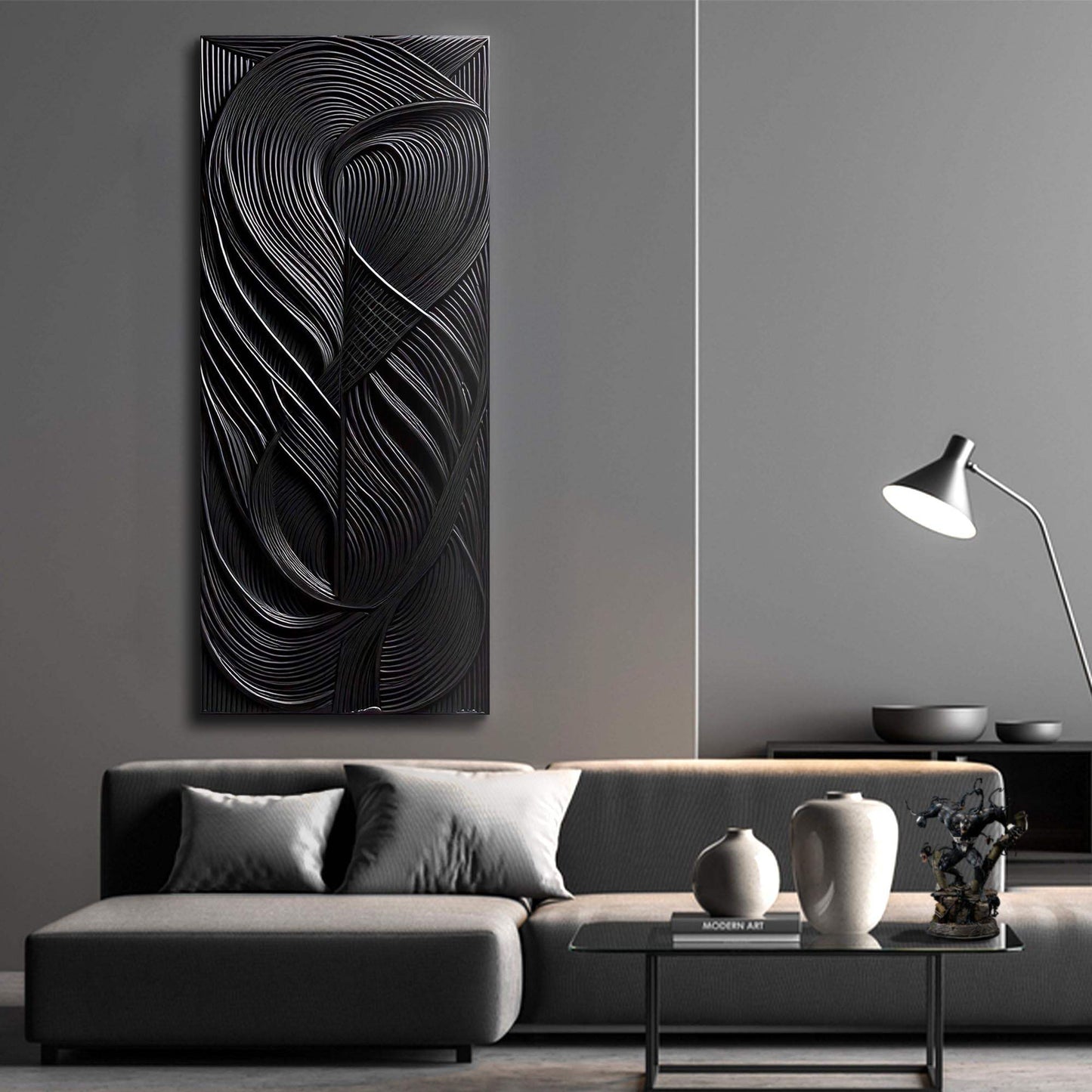 Modern Black Waves Wall Art - Tailored Canvases - Flyclothing LLC