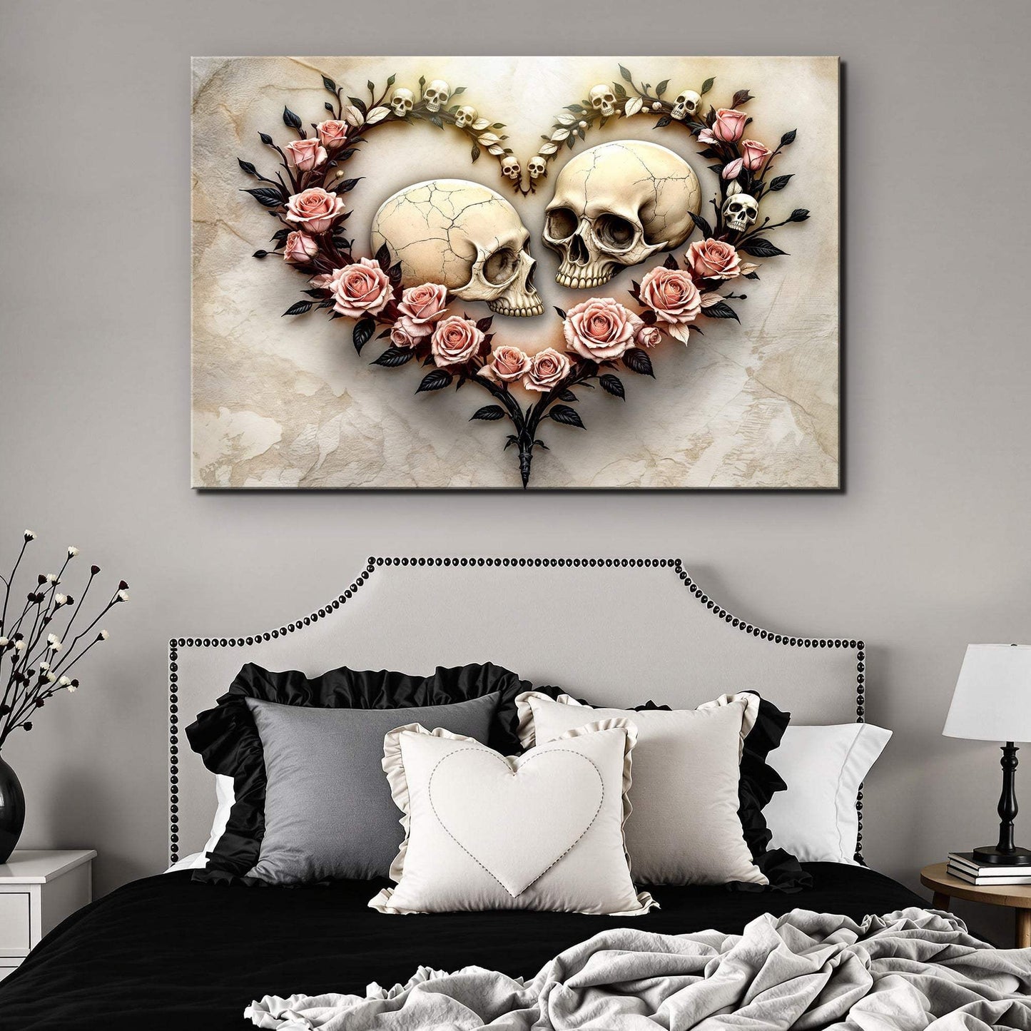 Skull and Flowers Wall Art VI - Tailored Canvases - Flyclothing LLC