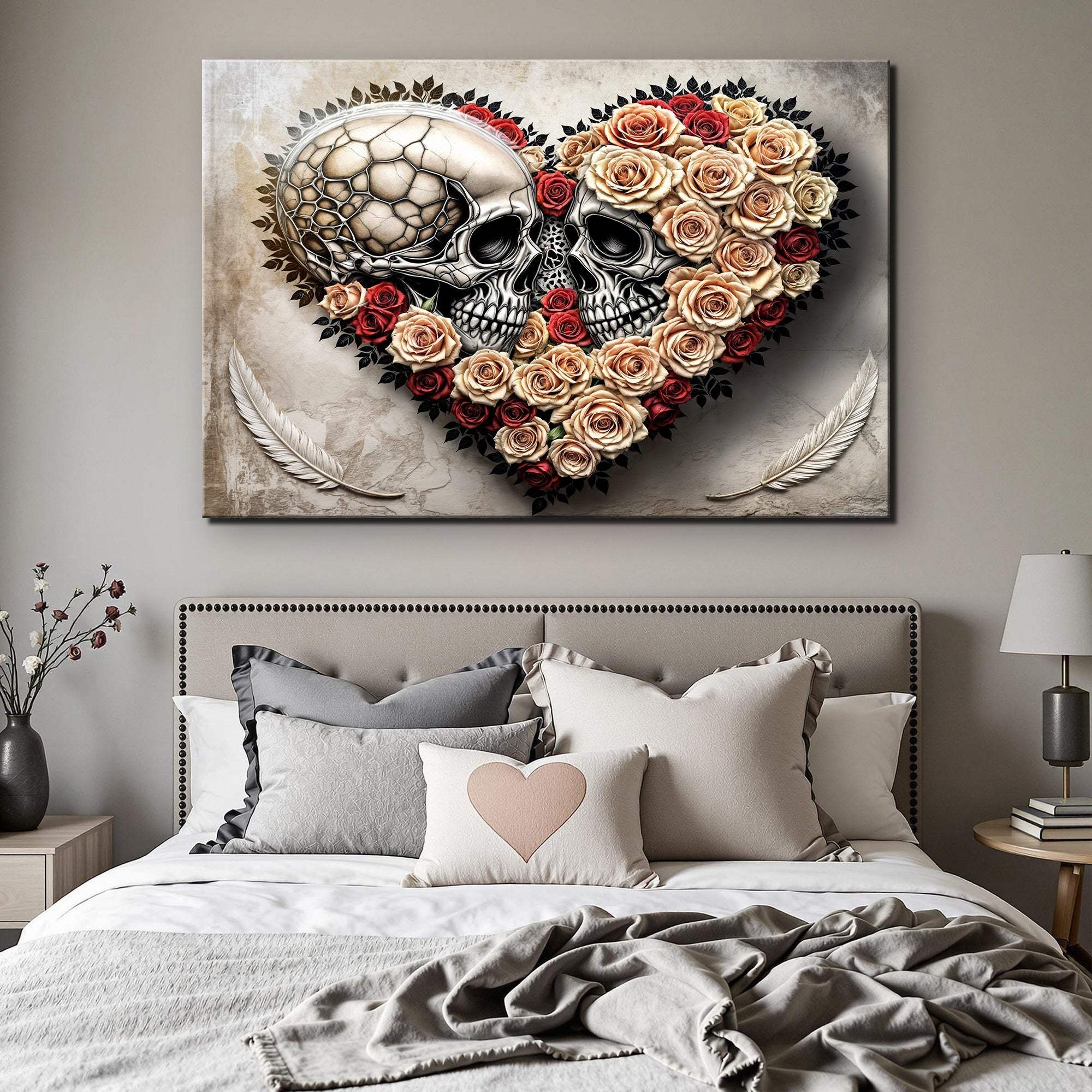 Skull and Flowers Wall Art VII - Tailored Canvases - Flyclothing LLC