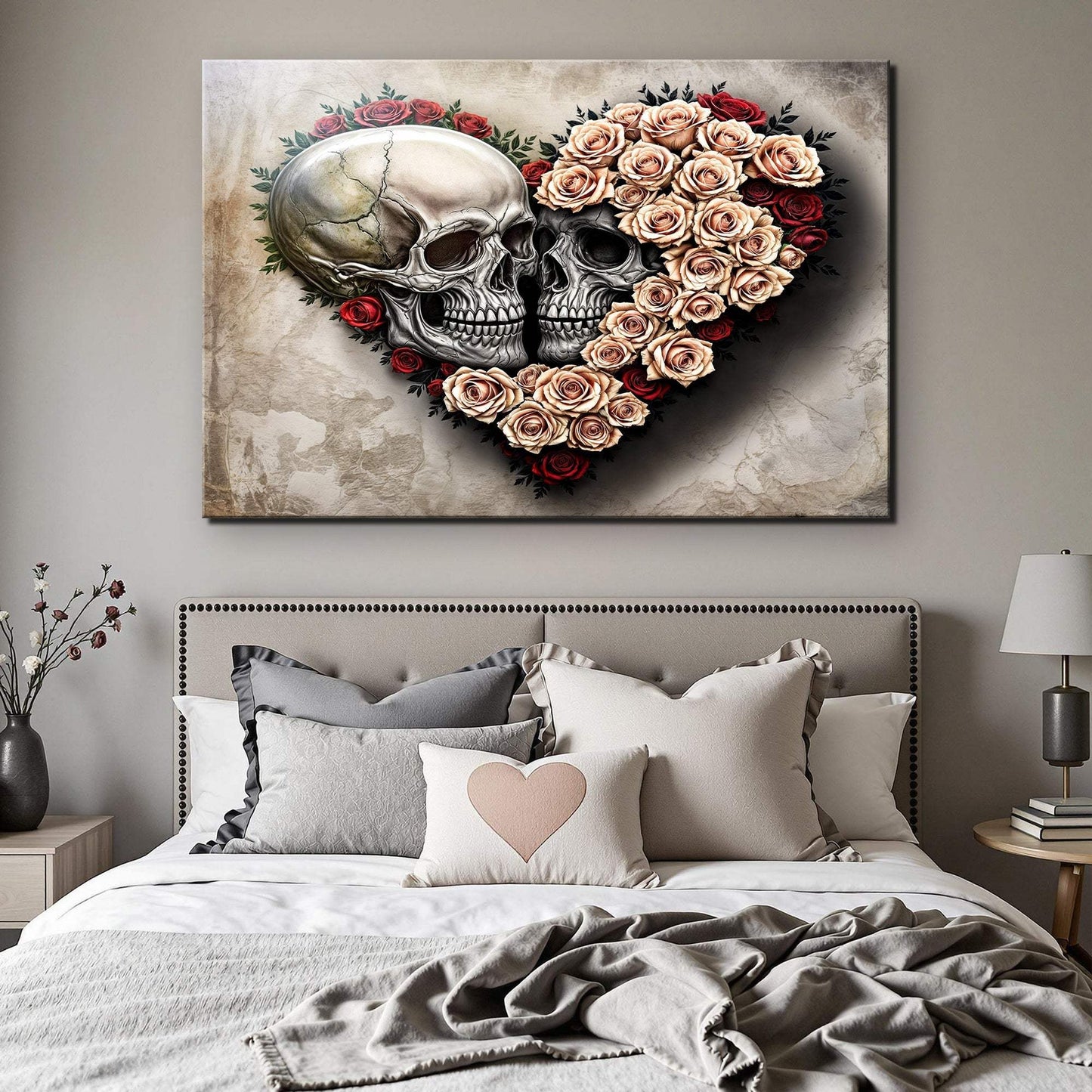 Skull and Flowers Wall Art IX - Tailored Canvases - Flyclothing LLC