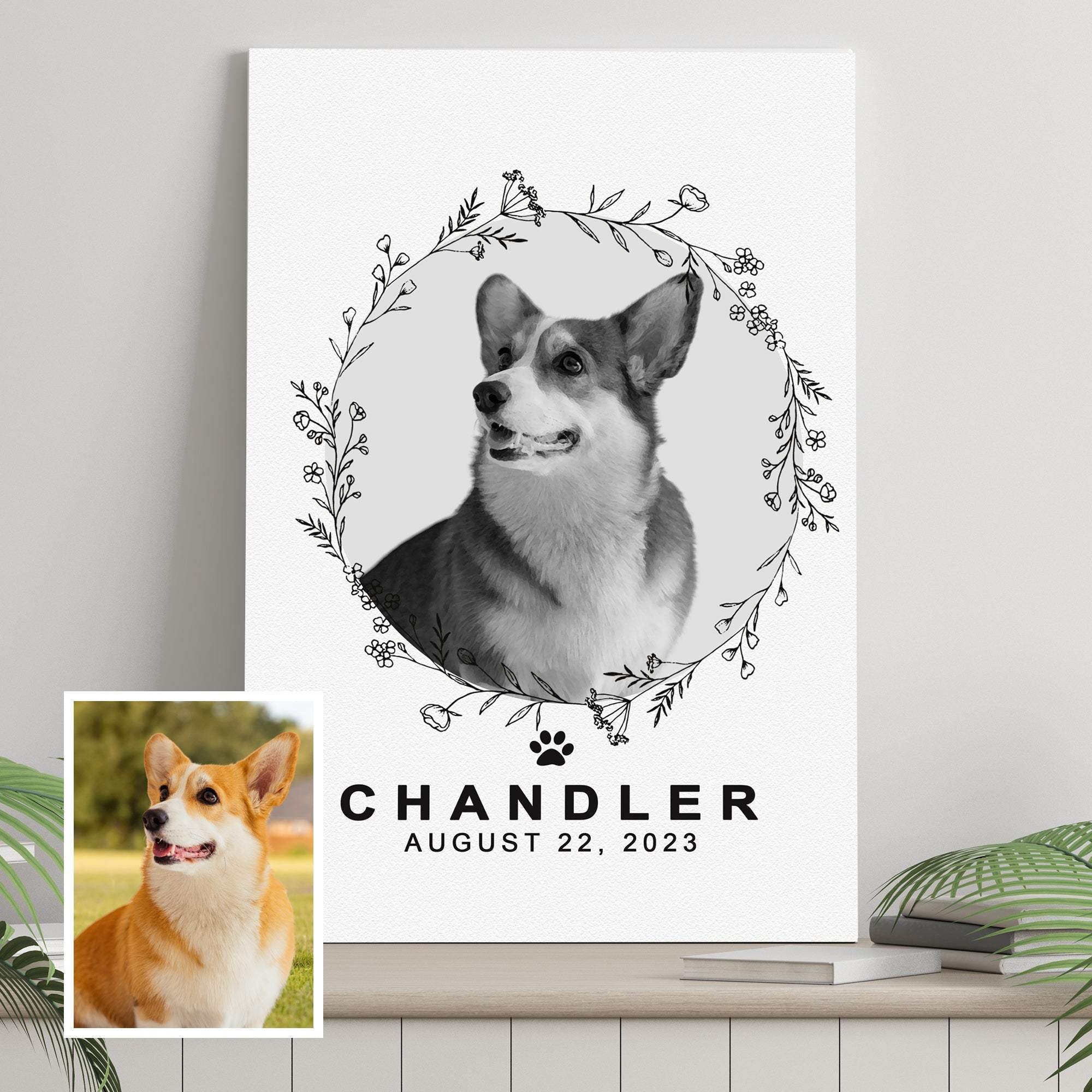 Pet Memorial Portrait Monochrome Sign - Tailored Canvases - Flyclothing LLC