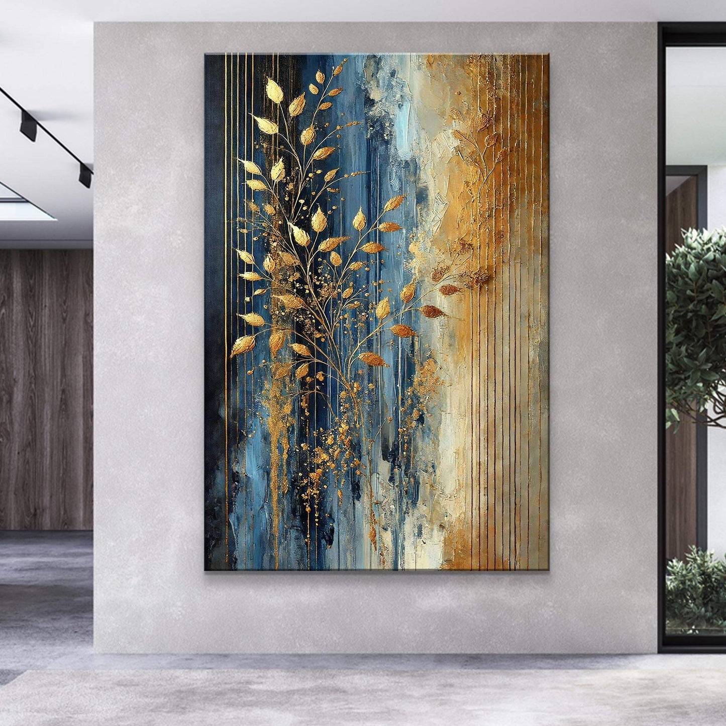 Modern Gold Leaves Wall Art - Tailored Canvases - Flyclothing LLC