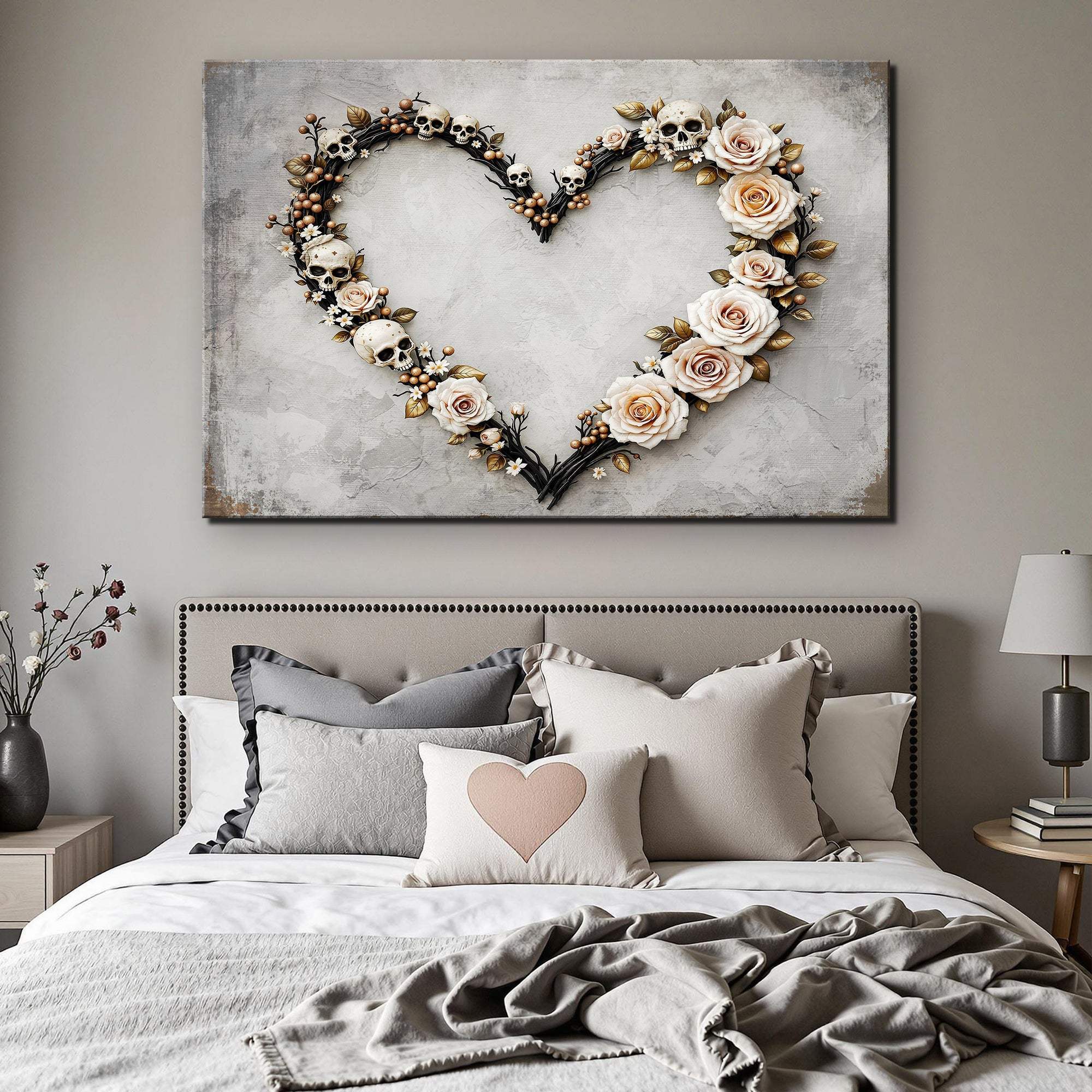 Skull and Flowers Wall Art X - Tailored Canvases - Flyclothing LLC