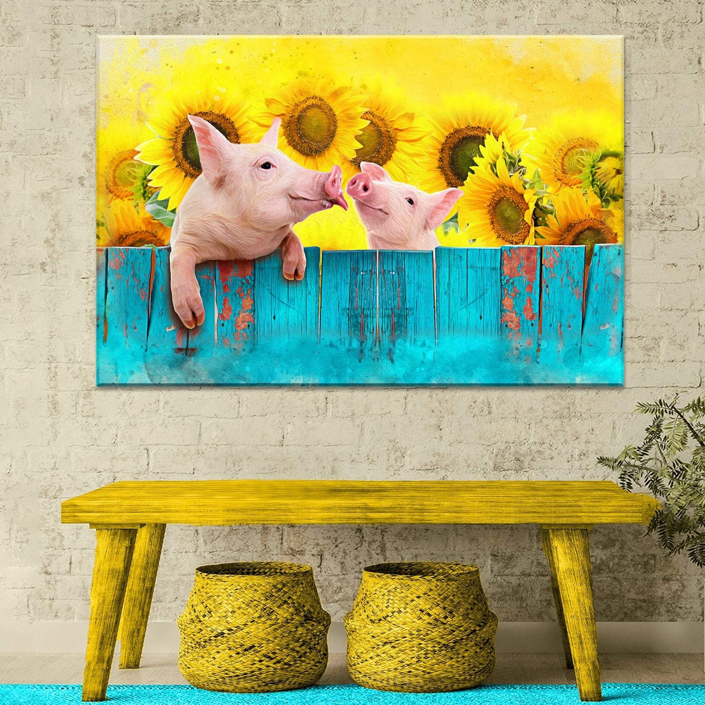 Sunflower Pigs Canvas Wall Art - Tailored Canvases - Flyclothing LLC