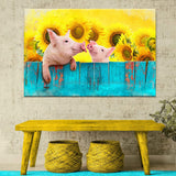 Sunflower Pigs Canvas Wall Art - Tailored Canvases - Flyclothing LLC