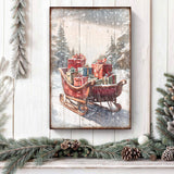 Vintage Christmas Sleigh Sled Wall Art V - Tailored Canvases - Flyclothing LLC