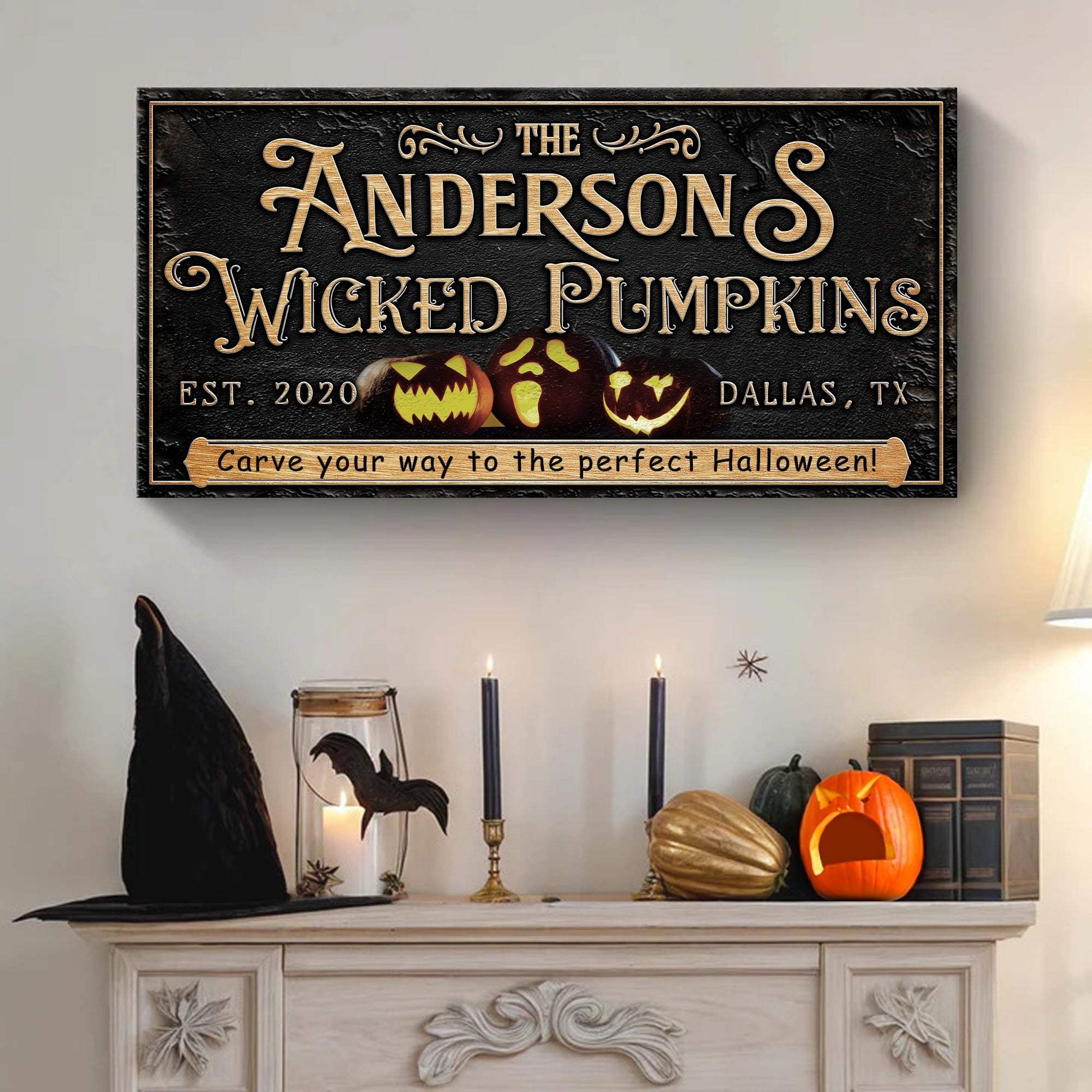 Personalized Wicked Pumpkins Halloween Sign - Tailored Canvases - Flyclothing LLC