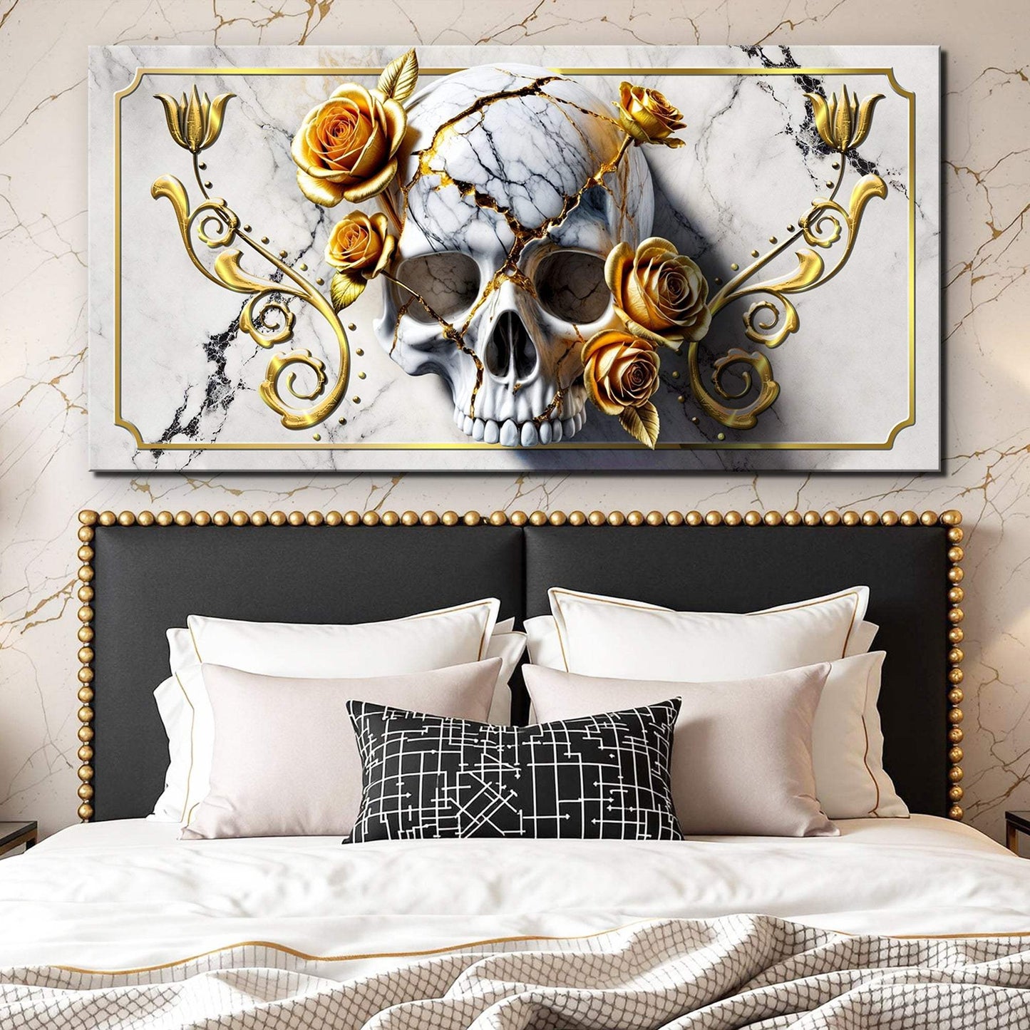 3D Rose and Skull Wall Art - Tailored Canvases - Flyclothing LLC