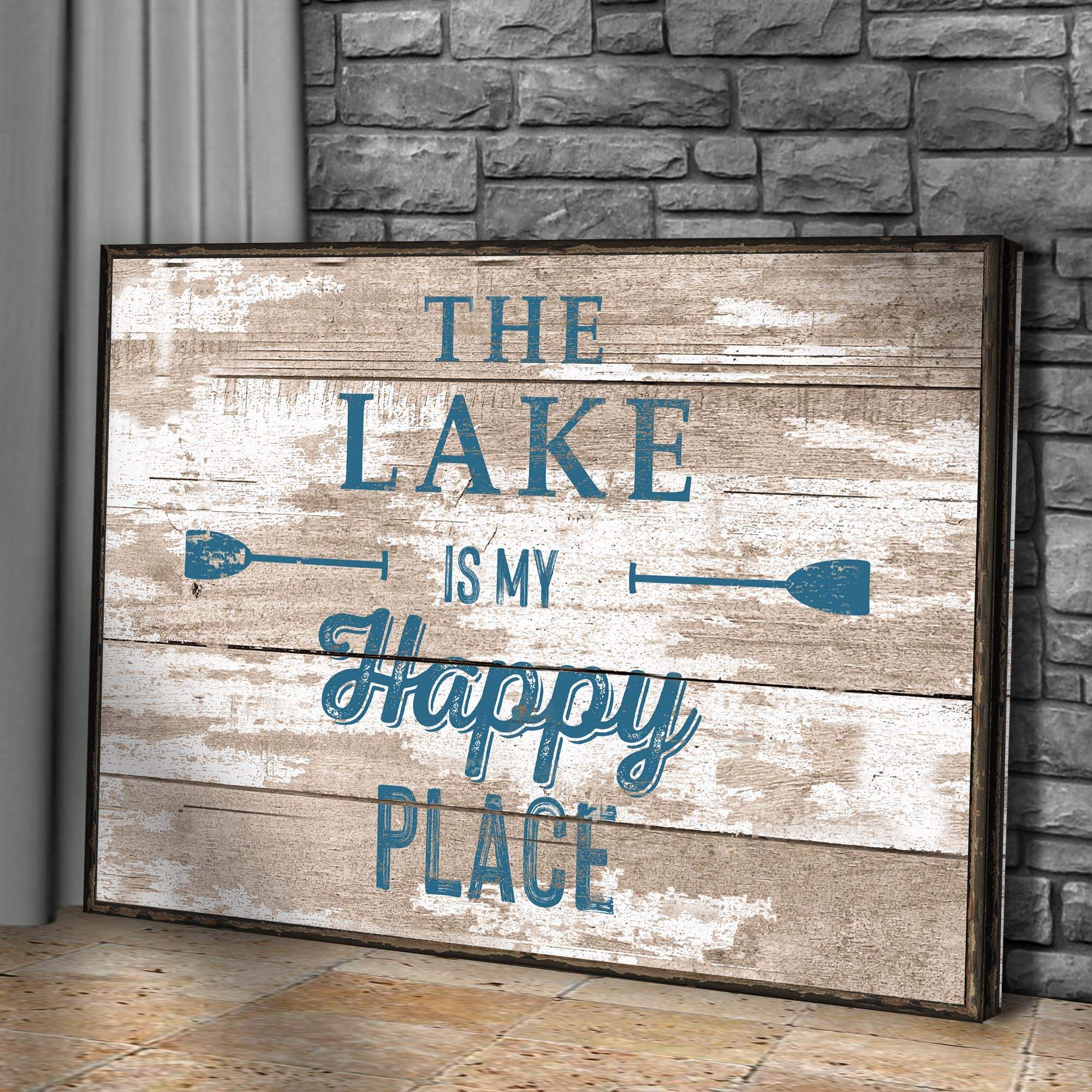 The Lake Is My Happy Place Sign III - Tailored Canvases - Flyclothing LLC