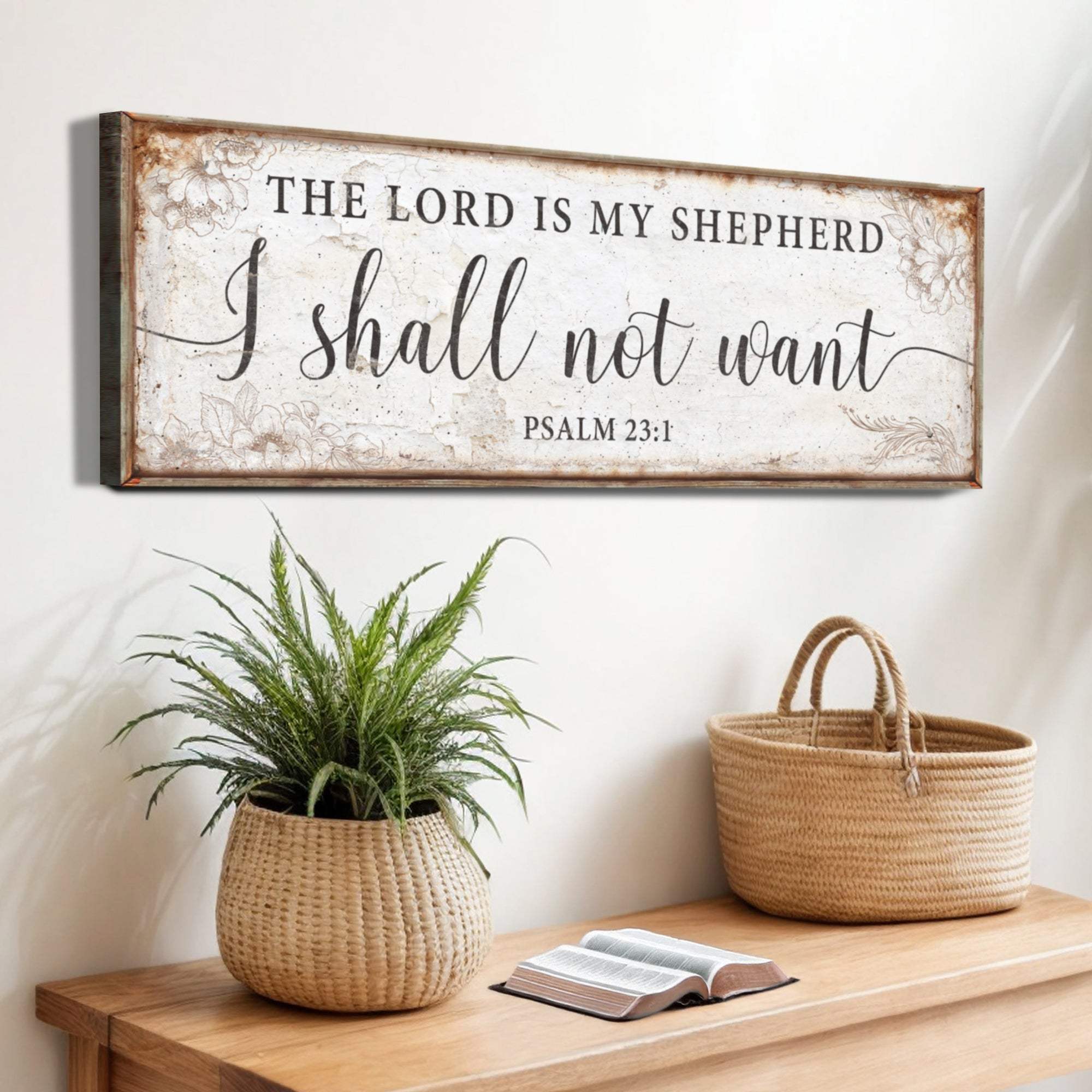 The Lord Is My Shepherd I Shall Not Want Psalm 23:1 Faith Sign - Tailored Canvases - Flyclothing LLC