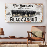 Personalized Black Angus Cattle Sign II - Tailored Canvases - Flyclothing LLC