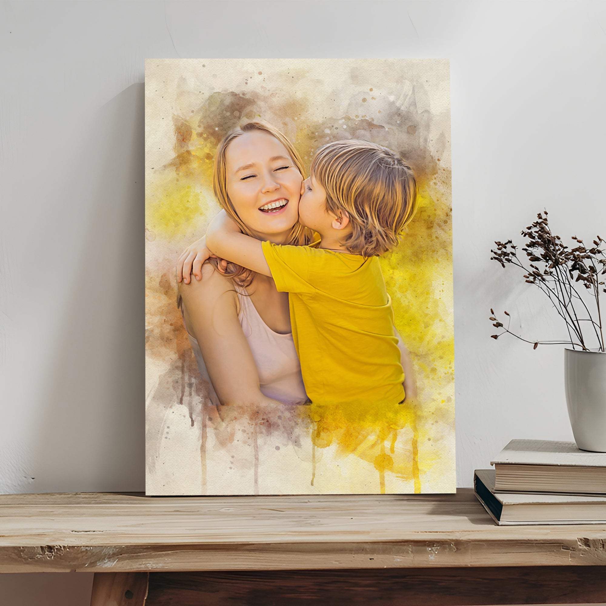 Mother's Day Watercolor Sign Mother and Child - Tailored Canvases - Flyclothing LLC
