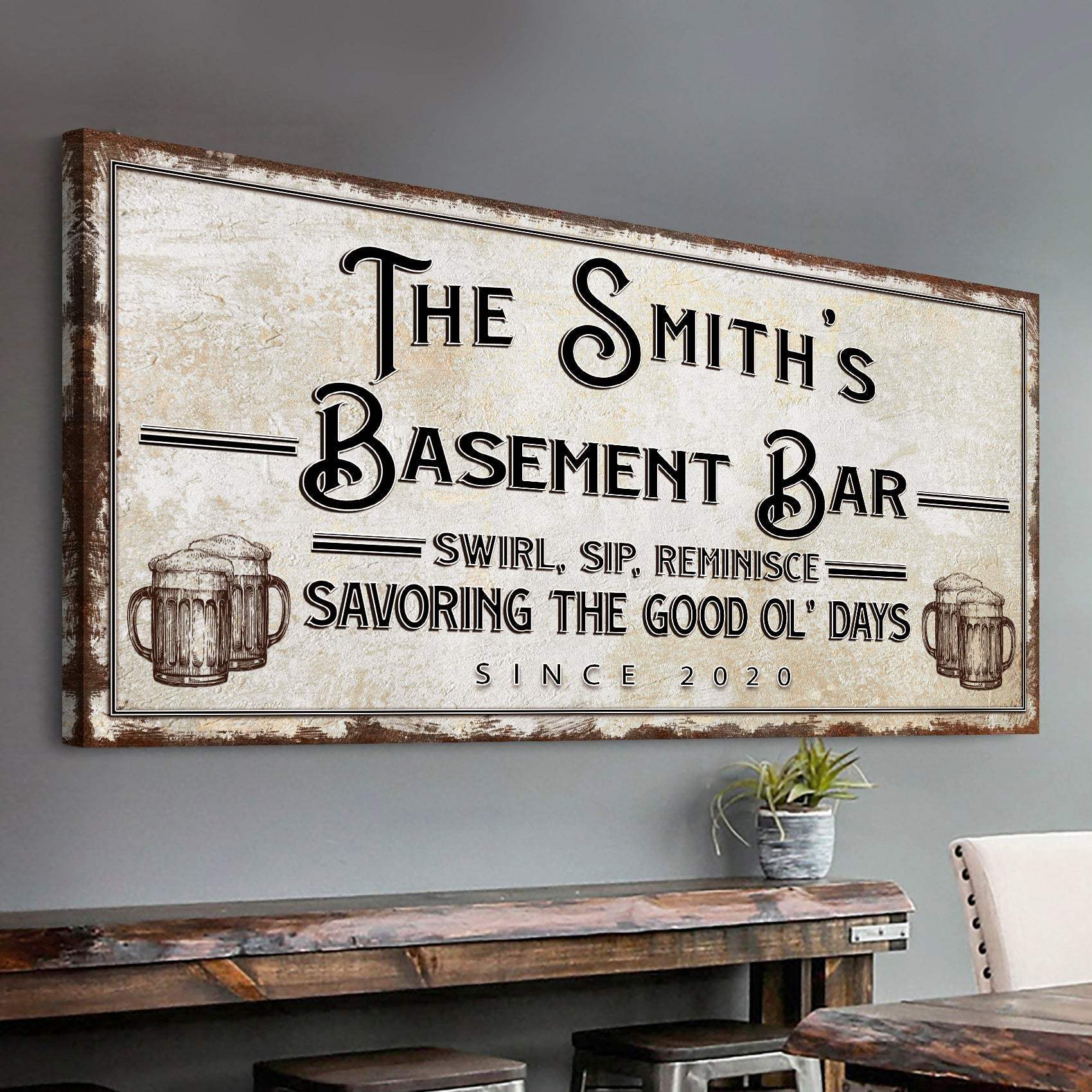 Swirl, Sip, Reminisce Basement Bar Sign - Tailored Canvases - Flyclothing LLC