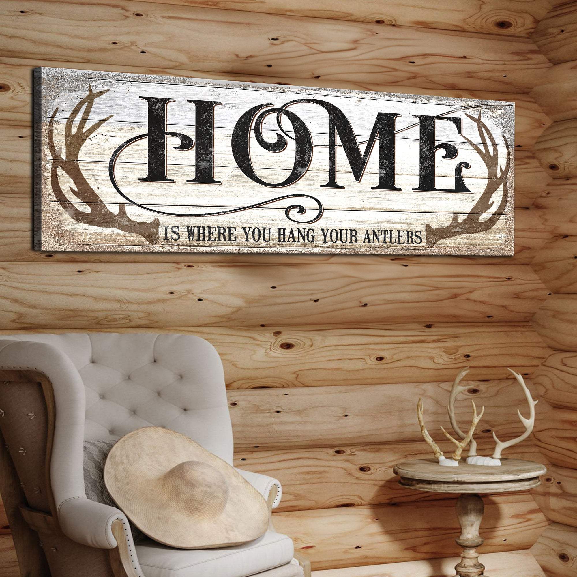 Home Is Where You Hang Your Antlers Sign II - Tailored Canvases - Flyclothing LLC