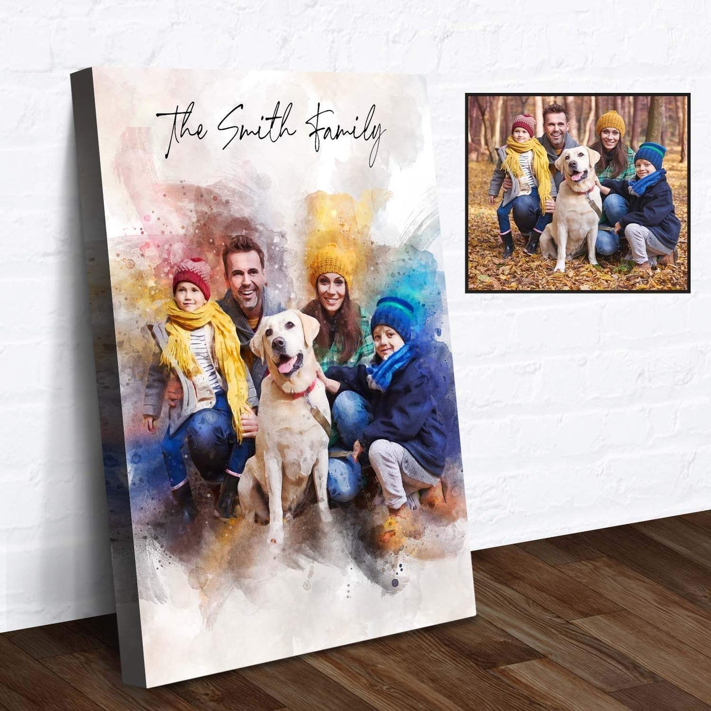 Custom Family Watercolor Portrait II - Tailored Canvases - Flyclothing LLC