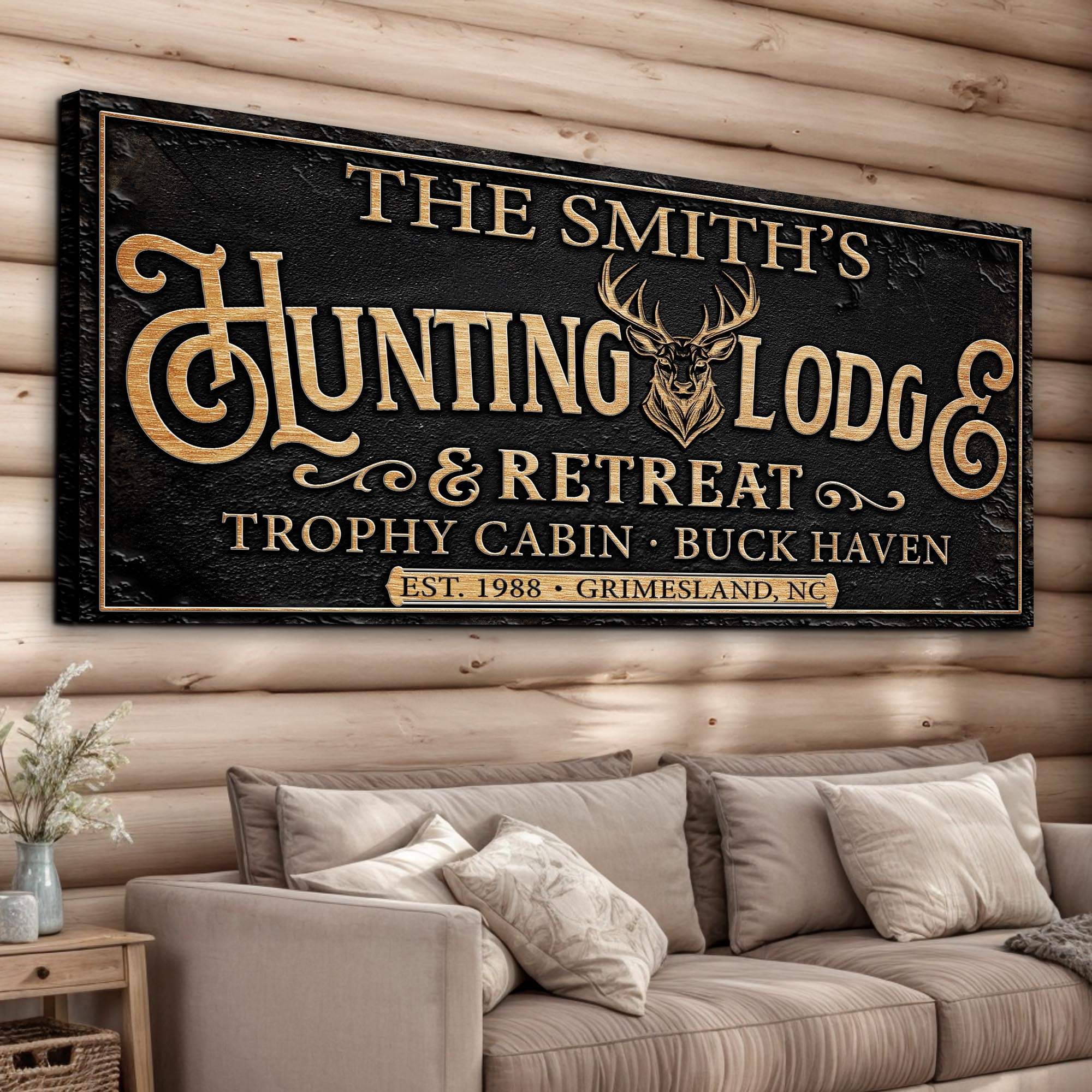Family Hunting Lodge Retreat Sign - Tailored Canvases - Flyclothing LLC